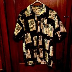 Joe Marlin Men’s XL Hawaiian button-down short sleeve palm tree shirt